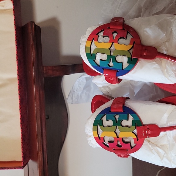 Tory Burch red rainbow miller sandals - Picture 3 of 3
